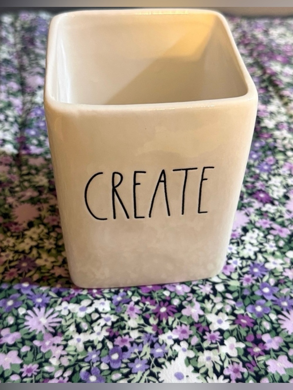 Rae Dunn CREATE Ceramic Desk Organizer Pencil Pen Holder Farmhouse White